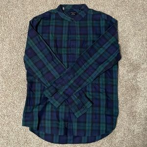 7 Diamonds Long Sleeve Button-Down in Blue Green Plaid